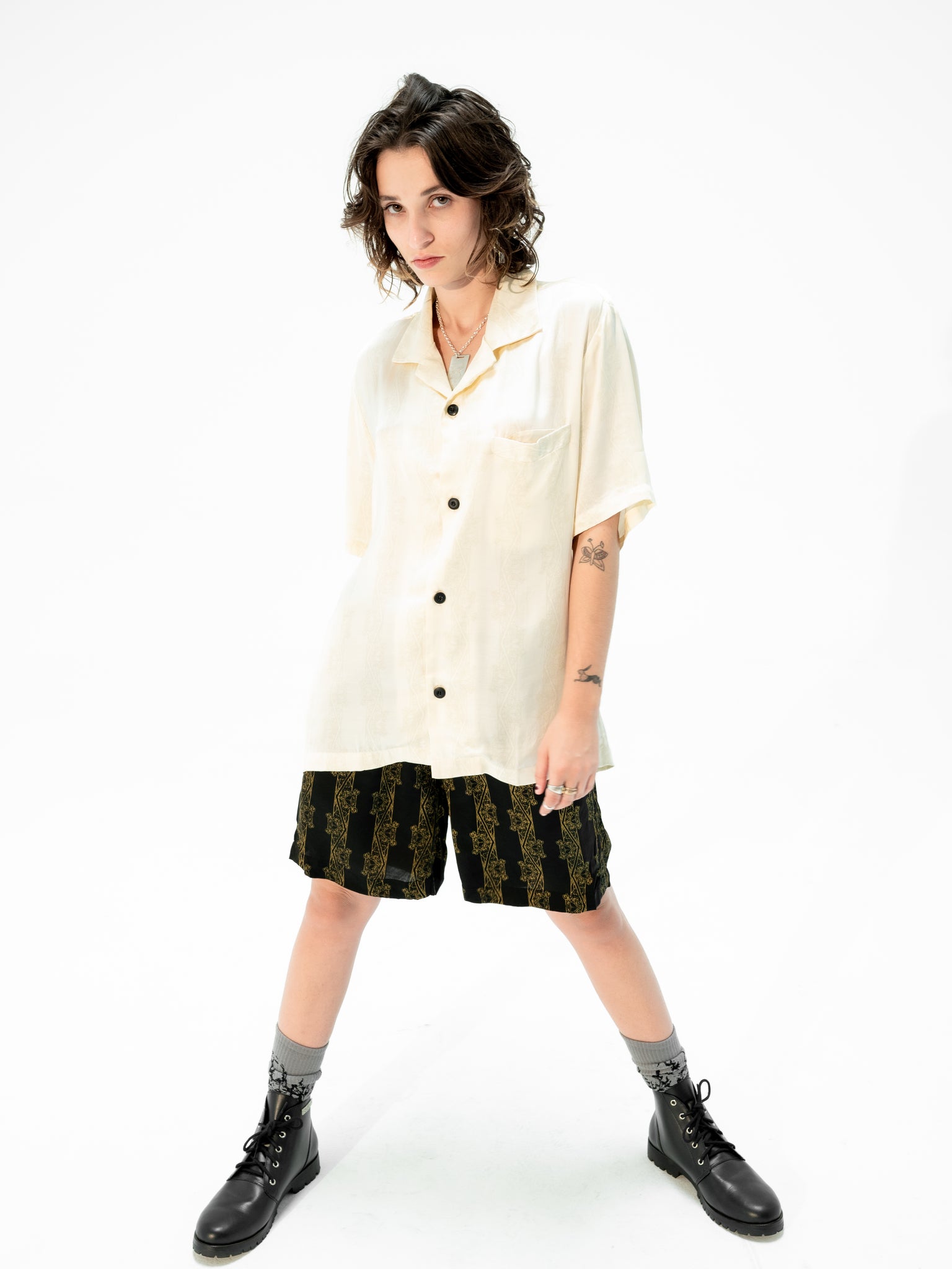 SLACK COLLAR SATIN SHIRT 'GODS'