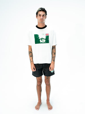 CONTRAST COLLAR TEE 'HOUSE SHAPE'